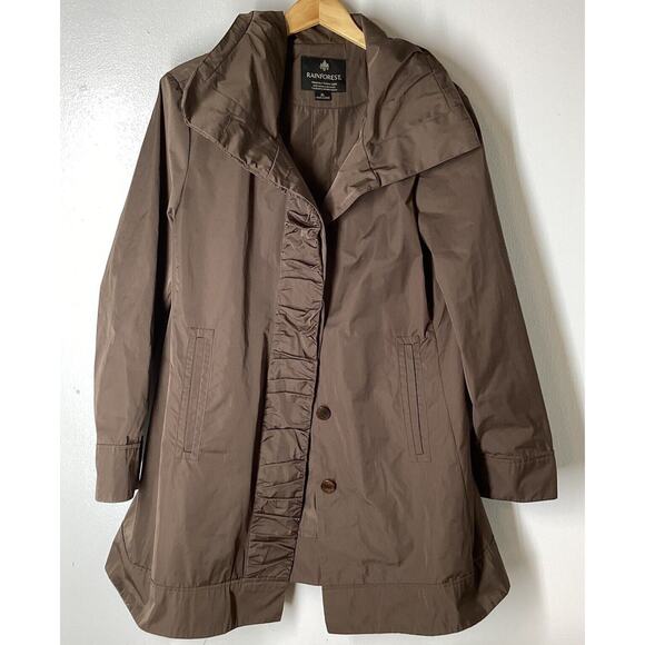 RAINFOREST LARGE Ruched Front Packable Rain Coat Jacket Hidden Hood Lightweight - Picture 2 of 12